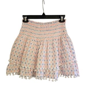 Lilly Pulitzer Ethenia Resort White Neon Gauze Clip Dot Pom Pom Skirt (XS)